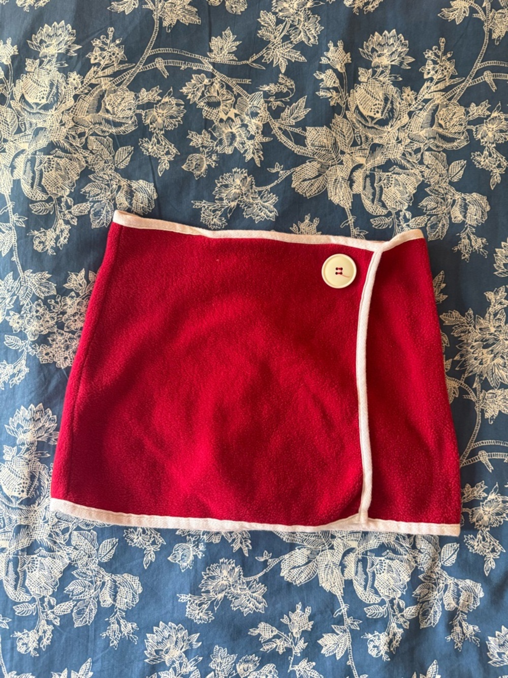 Vintage Red Mini Skirt with White Trim